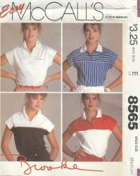 8565 MCCALLS EASY BROOKE SHIELDS KNIT YOKE COLLAR SHORT SLEEVE TOP, BROOKE TRANSFER PATTERN 6,8